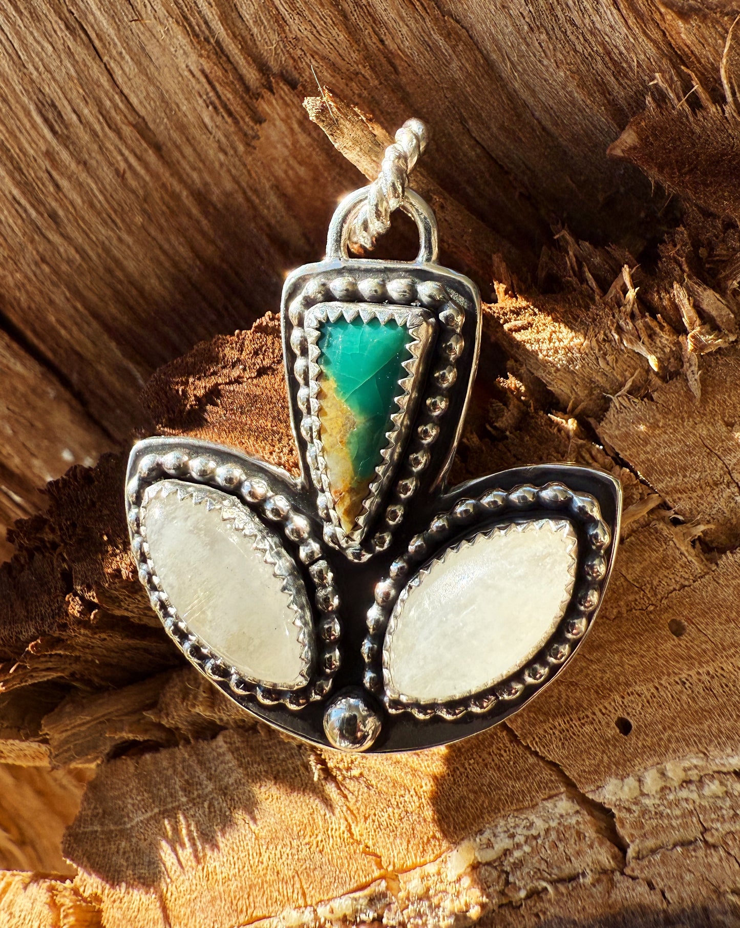 Moonstone and Turqouise Blooming Pendant