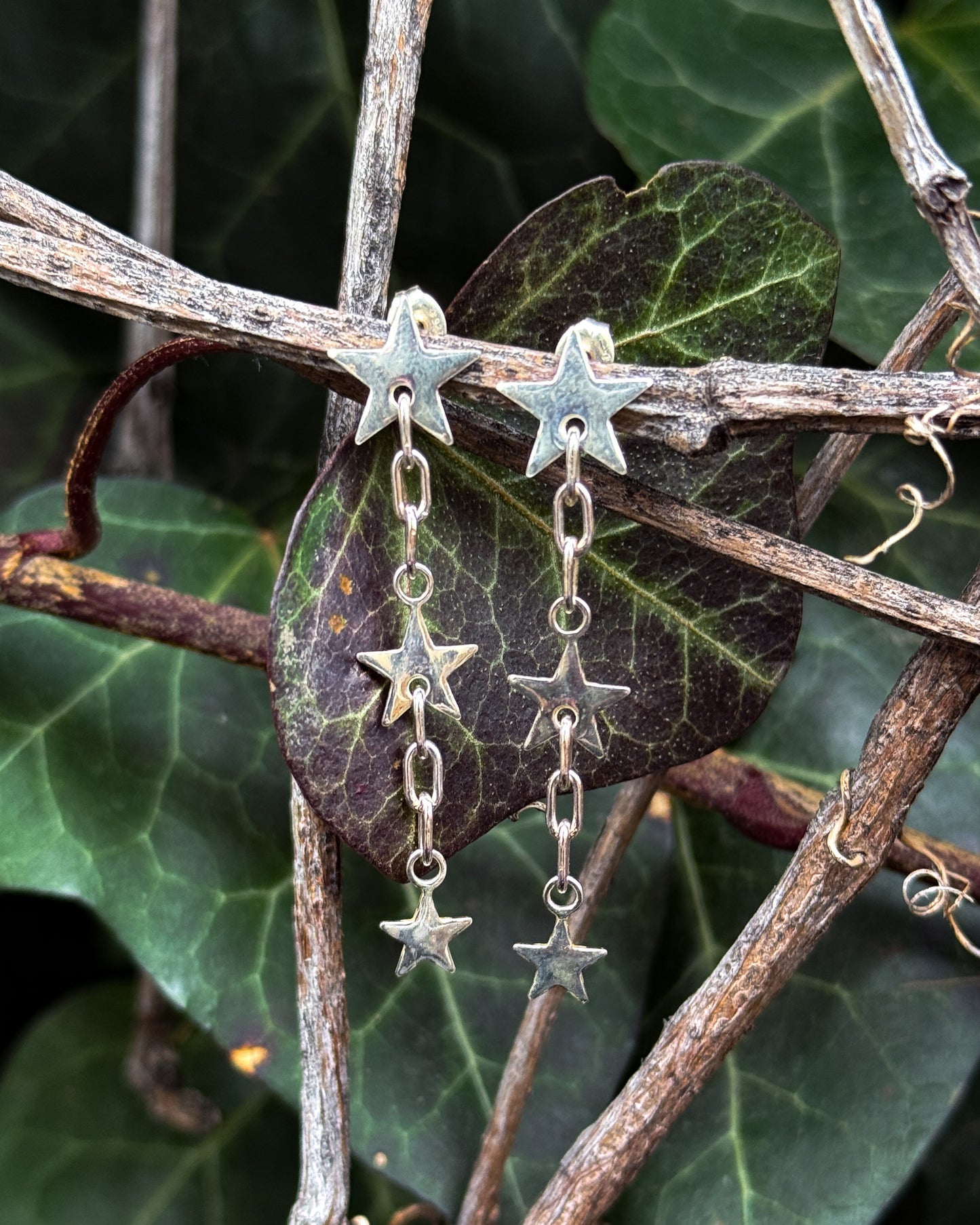 Triple Star Chain Earrings