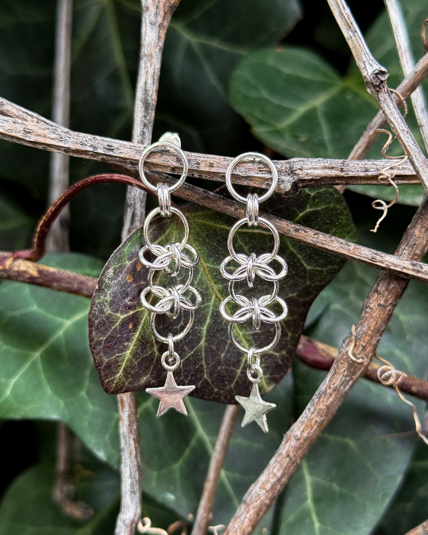 Chainmail Star Earrings
