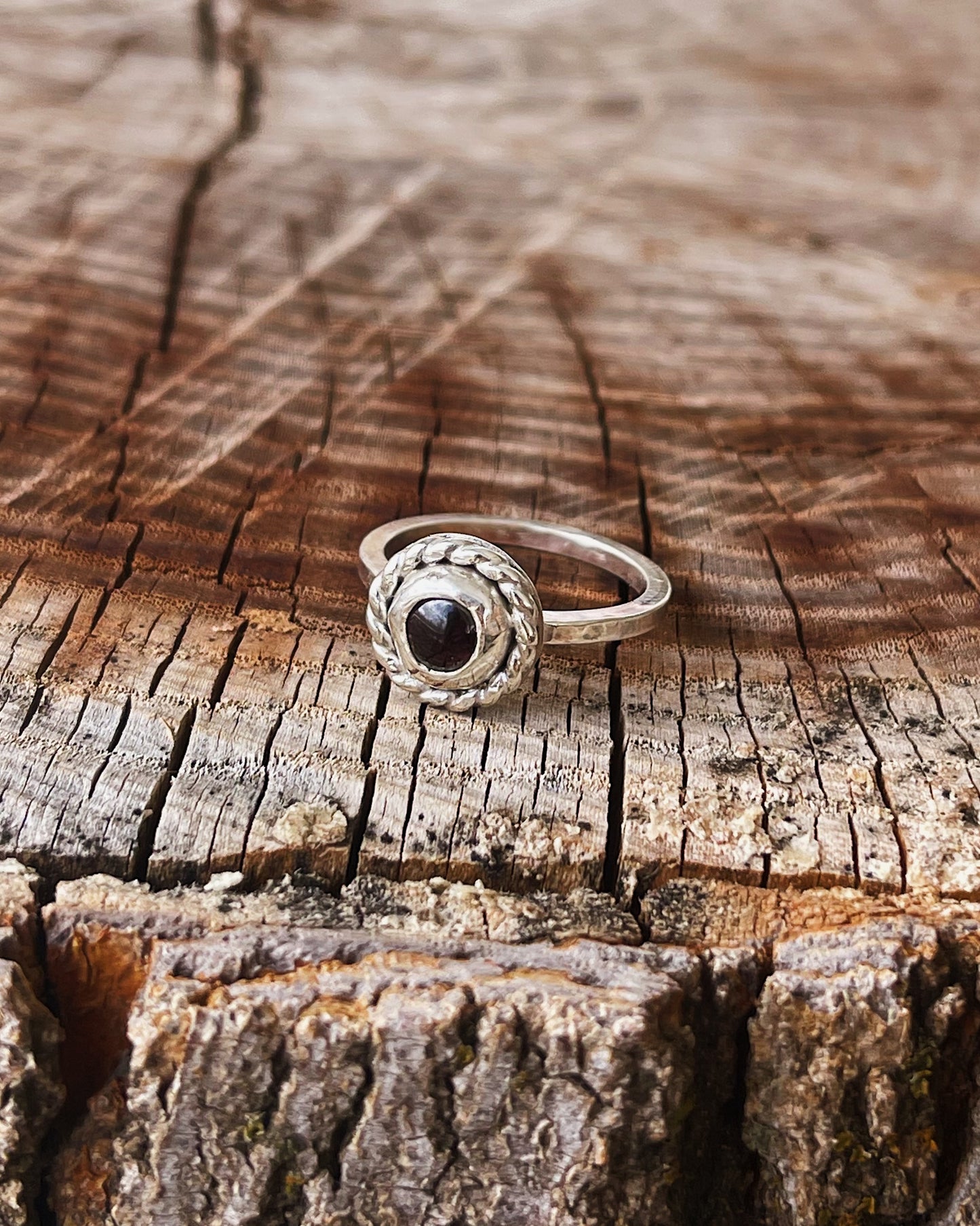 Twisted Garnet Ring