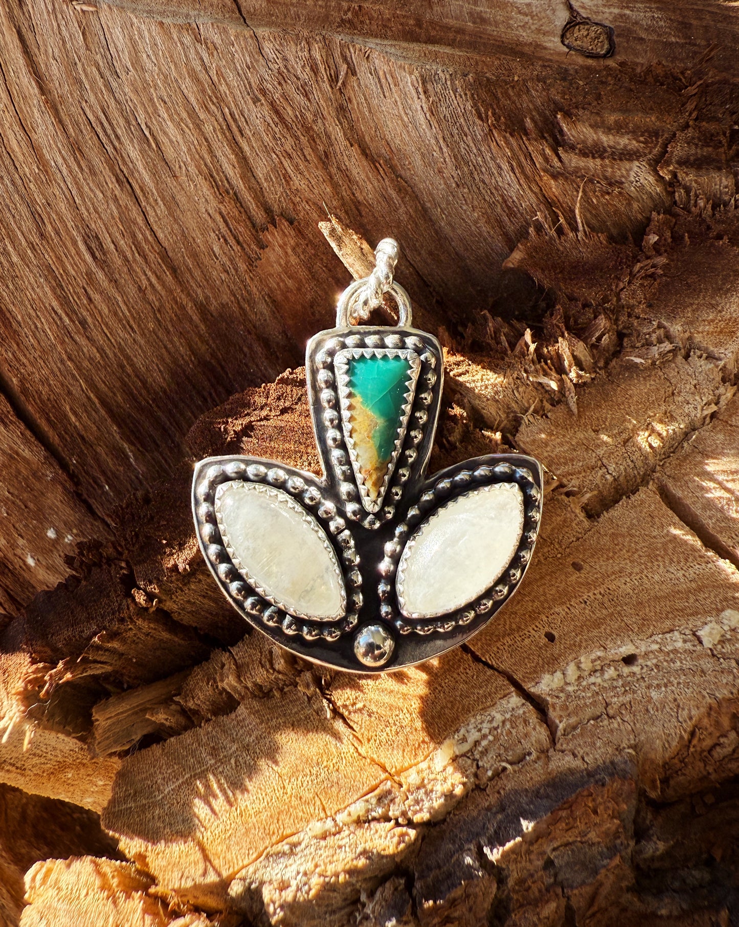 Moonstone and Turqouise Blooming Pendant