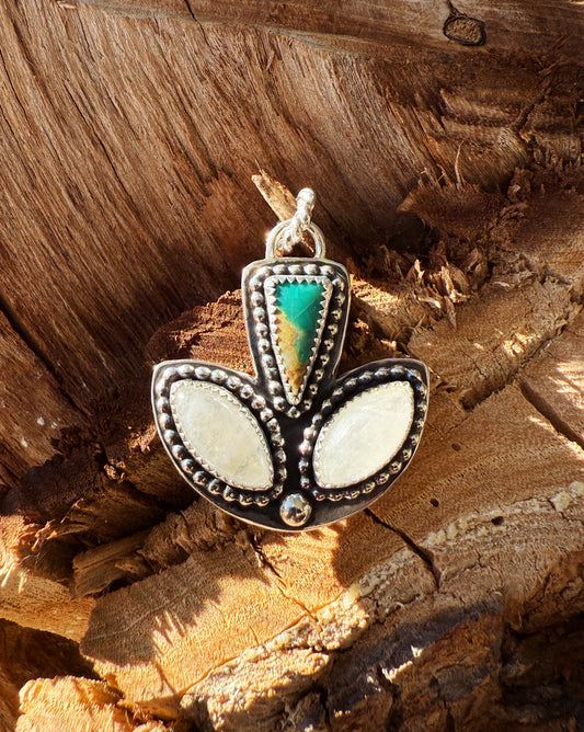 Moonstone and Turqouise Blooming Pendant